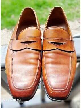Magnanni Mens Brown Leather Loafers Size 10M Made In Spain Elegant Slip-On Desig